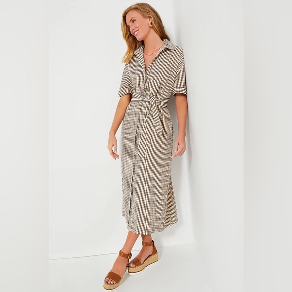 Tuckernuck Dresses & Skirts - Pomander Place Brown Gingham Seersucker Zacara Dress Size XXL